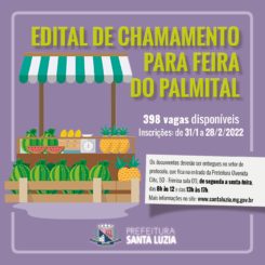 Prefeitura publica edital de chamamento para Feira do Palmital