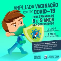Santa Luzia amplia vacinação contra a covid-19 para crianças de 9 e 8 anos de idade