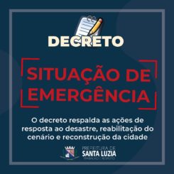 Prefeitura declara situação de emergência em Santa Luzia