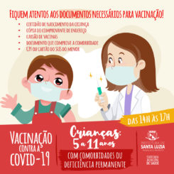 Vacinação contra a covid-19 para crianças em Santa Luzia