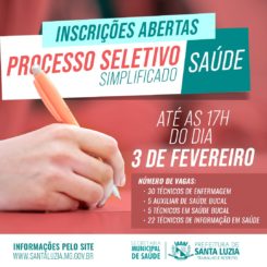 Abertas as inscrições para o Processo Seletivo Simplificado na área de Saúde