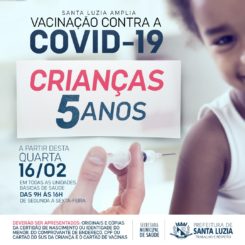Santa Luzia amplia vacinação contra covid para crianças de 5 anos sem comorbidades