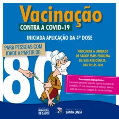 Prefeitura inicia aplicação da 4ª dose da vacina contra a covid para idosos com 80 anos ou mais