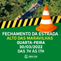 Estrada do Alto das Maravilhas será interditada nesta quarta-feira (30)