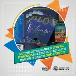 Prefeitura distribuirá mais de 21 mil kits pedagógicos para todos os alunos da rede municipal de ensino na quarta-feira (23)