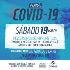 Sábado (19) tem vacinação contra a covid