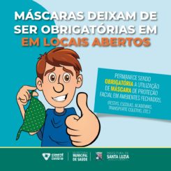 Uso de máscaras em locais abertos deixa de ser obrigatório em Santa Luzia
