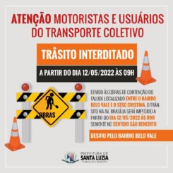 Avenida Brasília será interditada após acesso para o Bairro Belo Vale, sentido São Benedito