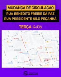 Mudança de circulação na Rua Benedito Freire da Paz e Rua Presidente Nilo Peçanha no Bairro Boa Esperança
