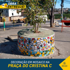 Praça do bairro Cristina C recebe decoração em mosaico