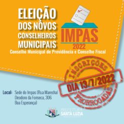 Prorrogado prazo de inscrição para as eleições para o Conselho Municipal de Previdência e Conselho Fiscal do IMPAS