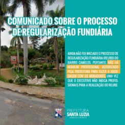 Comunicado sobre o processo de regularização fundiária do bairro Camelos