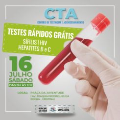 Prefeitura realizará aplicação de testes rápidos na Praça da Juventude neste sábado