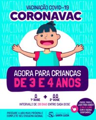Santa Luzia inicia vacinação contra a Covid-19 em crianças de 3 e 4 anos