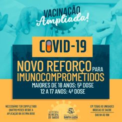 Prefeitura iniciará aplicação de 5ª dose da vacina contra covid-19 para imunocomprometidos