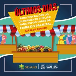 Inscrições do chamamento para Feira do Palmital encerram nesta sexta (12)