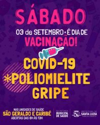 Sábado (3) tem vacinação nas unidades básicas de saúde Caribé e São Geraldo