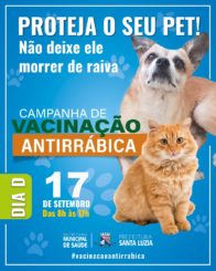 Campanha de vacinação antirrábica será no próximo sábado