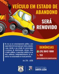 Veículos abandonados nas ruas serão removidos pela Prefeitura