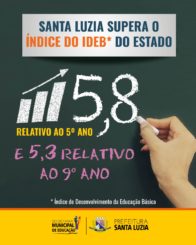 Santa Luzia apresenta índice do Ideb superior ao do Estado