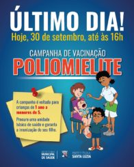 Último dia para vacinação contra a Poliomielite