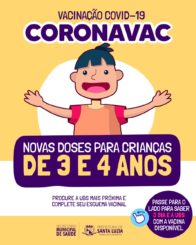 Novas doses de coronavac para crianças de 3 e 4 anos