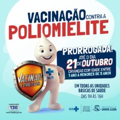 Vacinação contra a poliomielite é prorrogada até o dia 21 de outubro