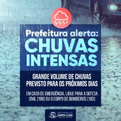 Prefeitura faz alerta de chuvas intensas