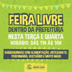 Feira livre será realizada dentro da Prefeitura nesta terça e quarta-feira