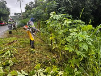 Prefeitura realiza limpeza do trevo do vésper