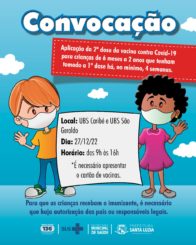 2ª dose Covid-19: Prefeitura convoca para vacinação de crianças de 6 meses a 2 anos