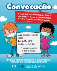 2ª dose Covid-19: Prefeitura convoca para vacinação de crianças de 6 meses a 2 anos