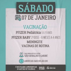Vacinação contra a covid e meningite neste sábado (7)