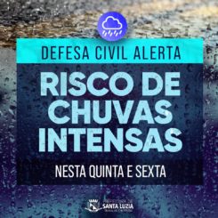 Defesa Civil alerta para risco de chuvas intensas nesta quinta (5) e sexta-feira (6)