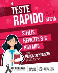 Prefeitura realizará aplicação de testes rápidos na Praça do Kennedy nesta sexta-feira