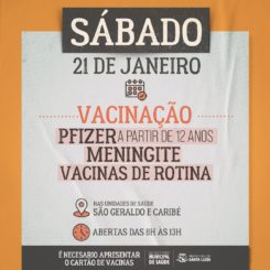 Unidades de Saúde Caribé e São Geraldo abrem as portas aos sábados para vacinação