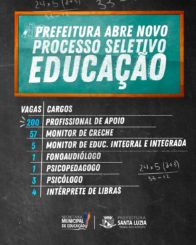 Santa Luzia abre novo Processo Seletivo para a área de Educação