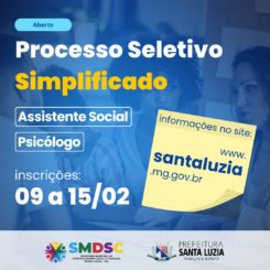 Abertura de processo seletivo para Assistente Social e Psicólogo