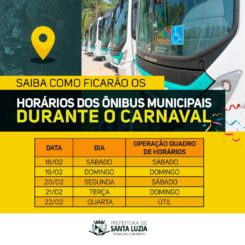 Horários dos ônibus municipais durante o Carnaval