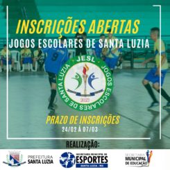 Prefeitura abre inscrições para os Jogos Escolares de Santa Luzia
