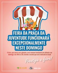 Feira da Praça da Juventude funcionará excepcionalmente neste sábado (25) e domingo (26)