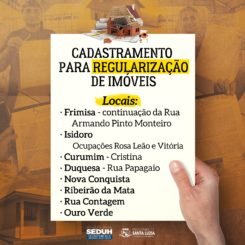 Aberto o cadastramento para regularização de imóveis