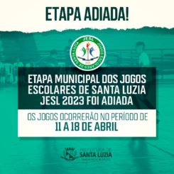 Etapa municipal dos Jogos Escolares de Santa Luzia foi adiada