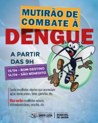Prefeitura realizará mais dois mutirões de limpeza contra a dengue