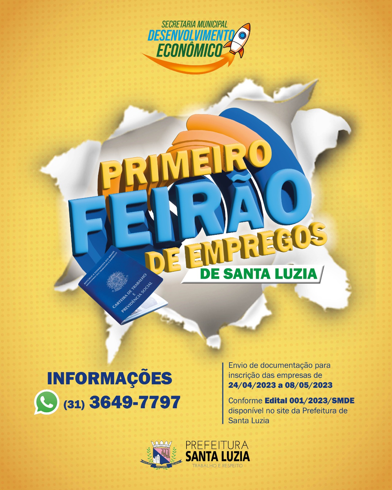 Prefeitura abre inscrições para empresas interessadas em participar do 1º Feirão de Empregos