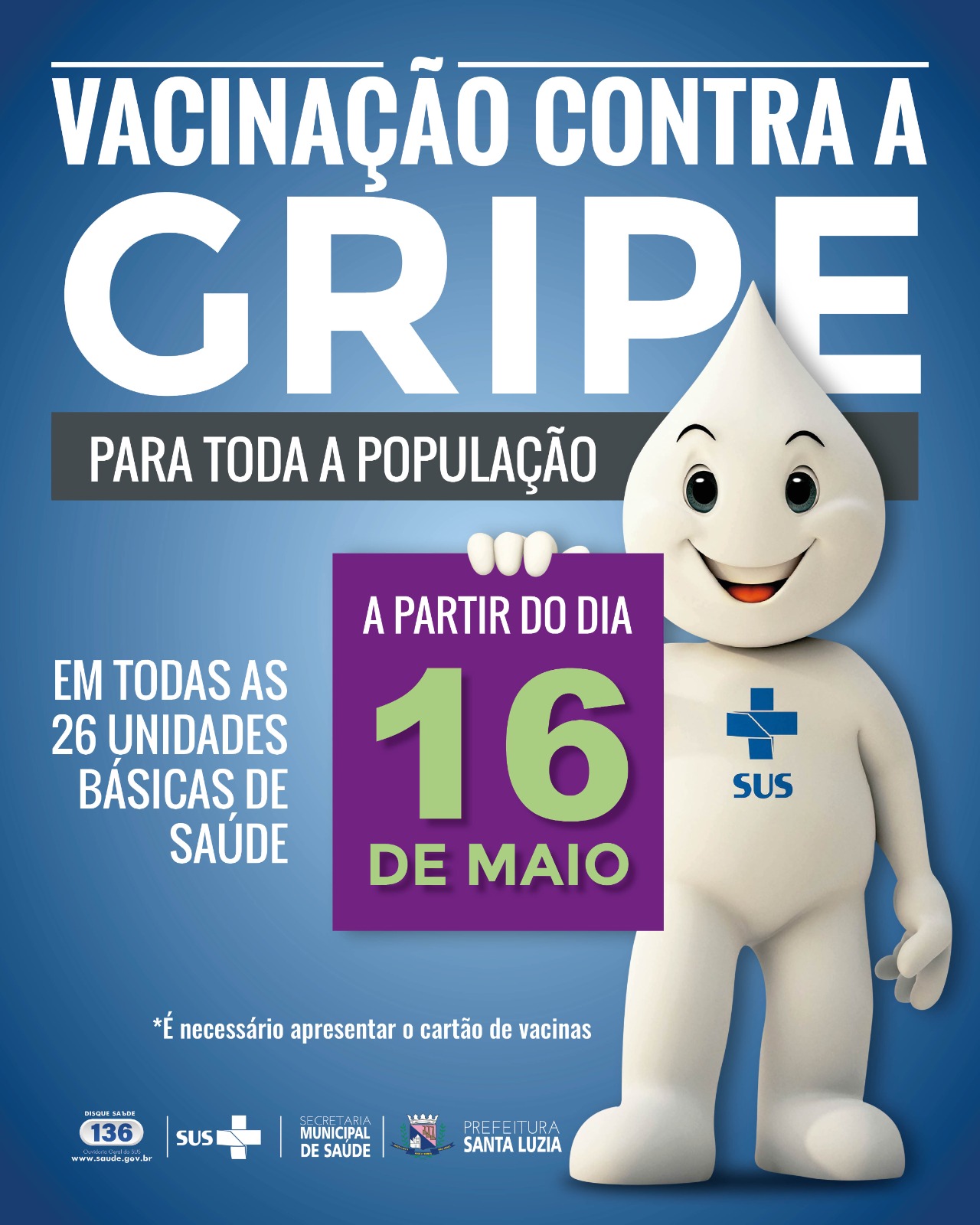 Santa Luzia amplia vacinação contra a gripe para toda população
