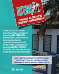 Atenção usuários do Centro de Consultas Especializadas