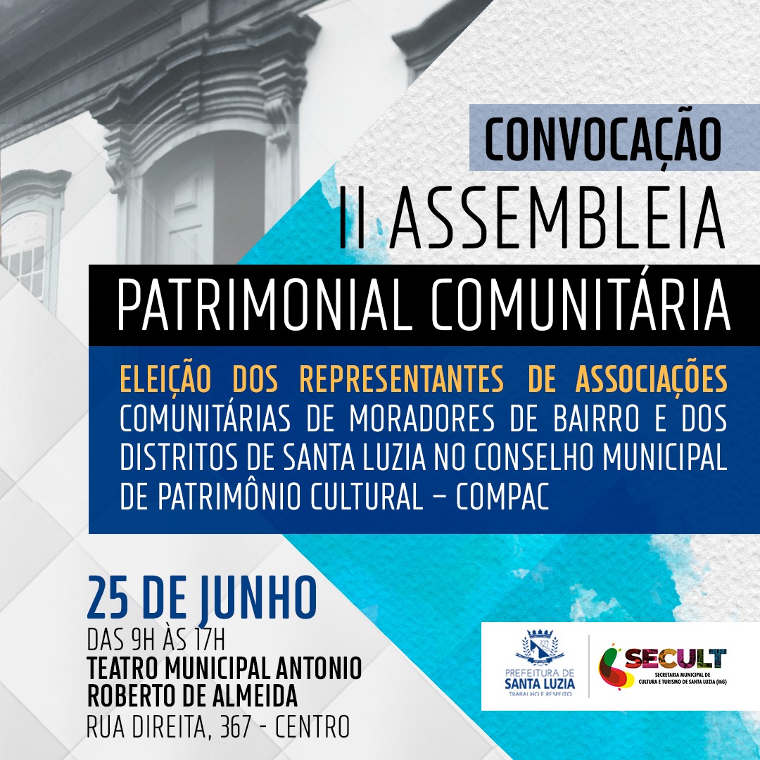 Assembleia Patrimonial Comunitária de Santa Luzia será no quarto domingo de junho