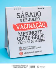 Sábado tem vacinação nas UBSs Caribé e São Geraldo