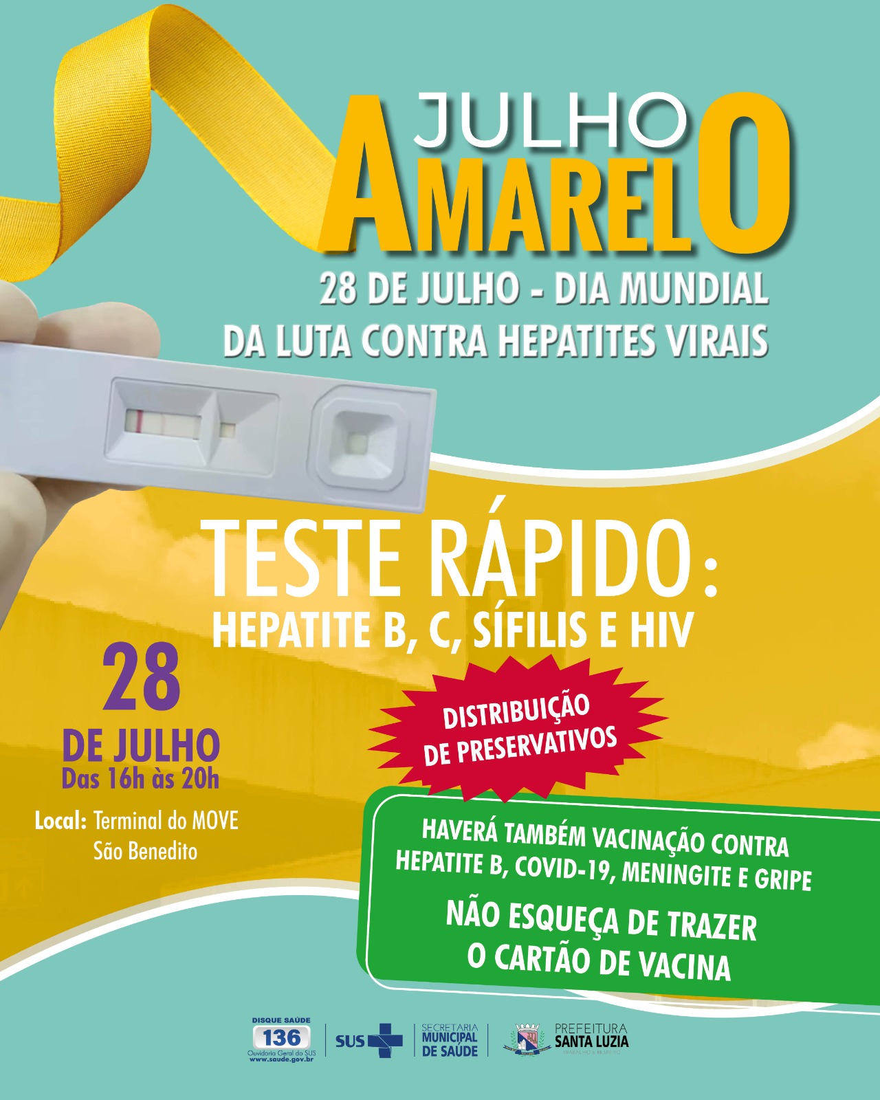 Prefeitura oferecerá testes rápidos para Infecções Sexualmente Transmissíveis nesta sexta (28)